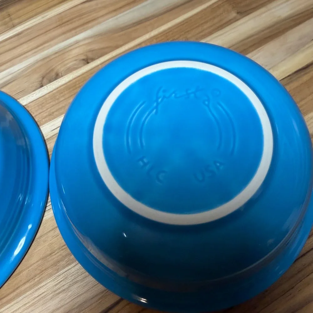 Fiesta Peacock Blue Rimmed Cereal Bowls Set of 2 HLC USA Ceramic Turquoise